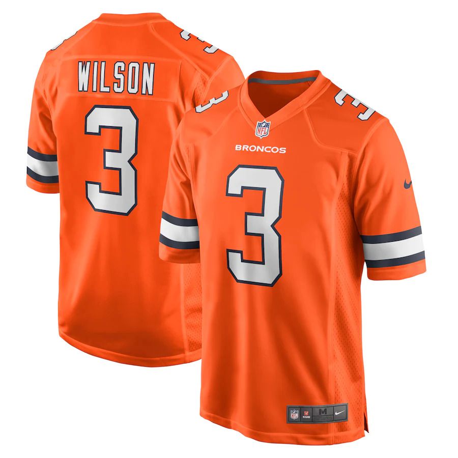 Men Denver Broncos #3 Russell Wilson Nike Orange Alternate Game NFL Jersey
